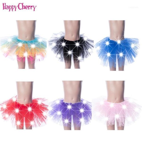

skirts led lights tutu children birthday dance party mesh for performance light up ball mini fancy dress1, Blue