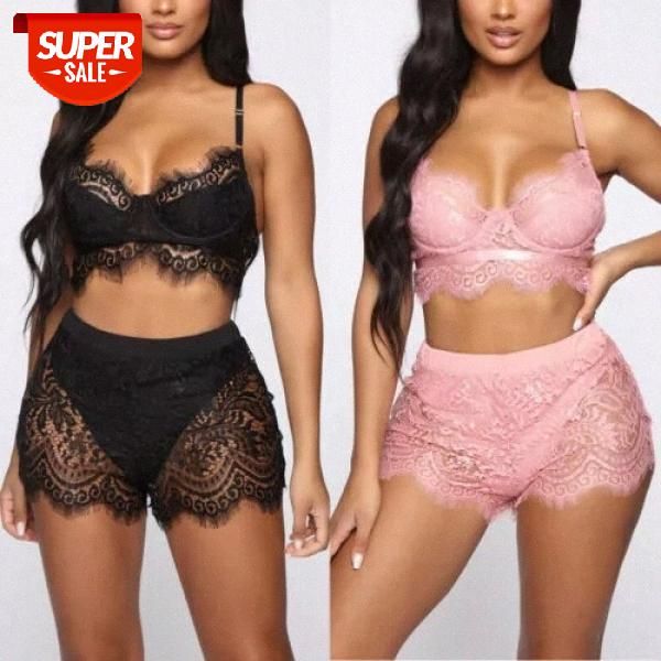 

2020 new summer women's lace hollow out bikini sets women adjustable lingerie underwear high waist bathing suits beachwear #o17l, White;black