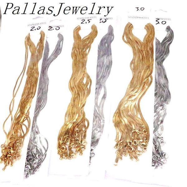 

10pcs flat chain necklace accessories fashion jewelry for women men gold silver color snake chain necklace mix size, Golden;silver