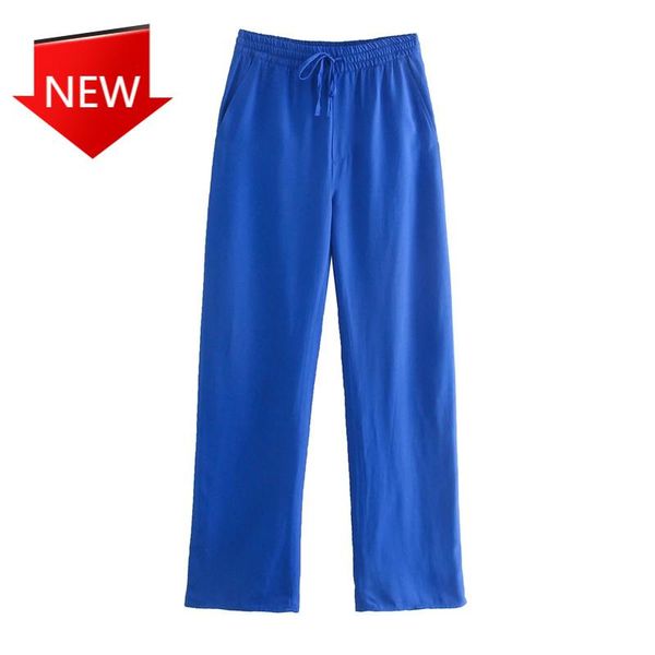 

Women's Pants & Capris Wide Leg Pant Women Clothing High Waist Blue Trouser Suits Chic Pocket Streetwear 2021 Autumn Loose, Black;white