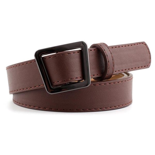 

belts trapezoid metal smooth buckle wide waist belt for woman quality pu dress jeans female waistband, Black;brown