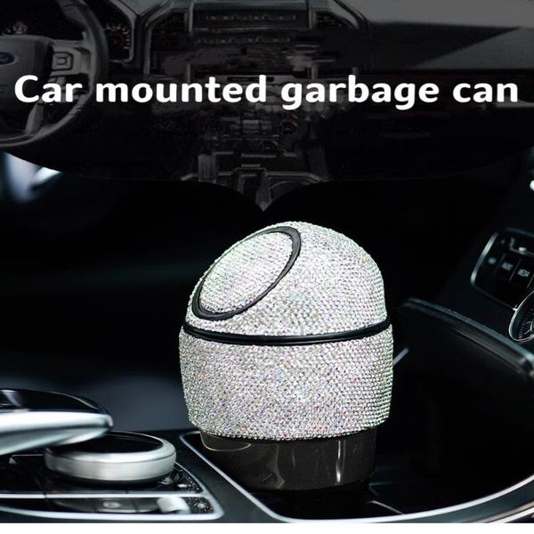 

other interior accessories car trash can debris basket diy creative rhinestone multi-function storage box center console