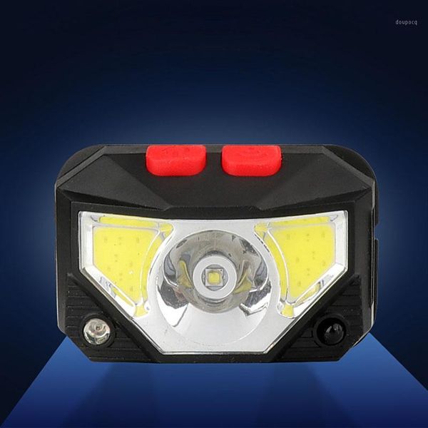 

headlamps ourdoor headlamp led wave induction red mini usb rechargeable headtorchs built-in battery multifunctional light cob headlights1