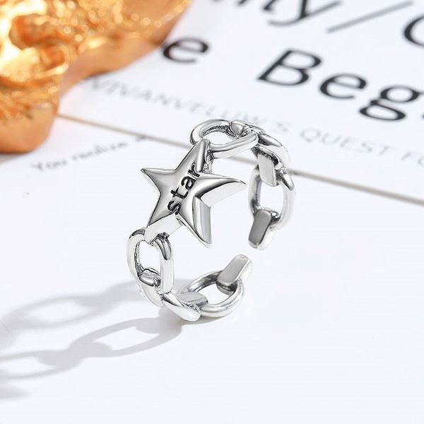 

delicate ring hanfeng s925 silver chain five pointed star hollow