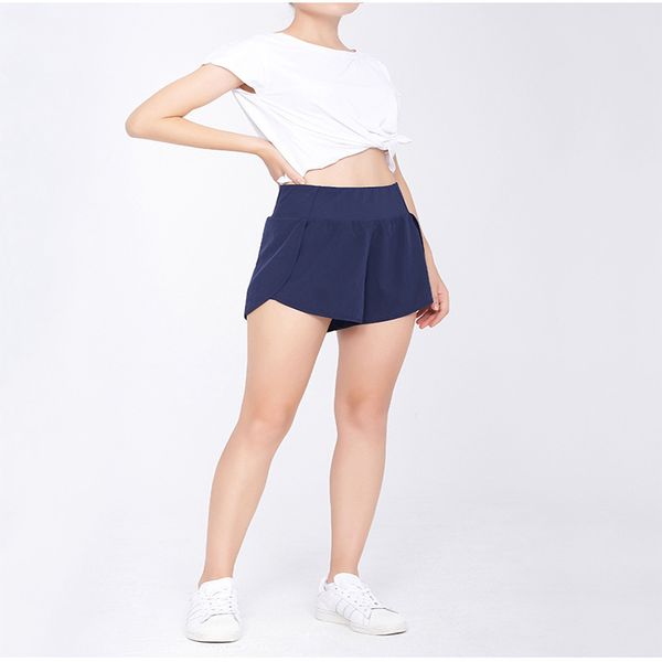 

women shorts fashion thin sports large size loose imitation blemish high waist summer fake two-piece running yoga fitness pants, White;black