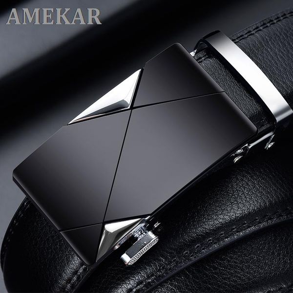 

belts 2021 men belt male genuine leather strap for automatic buckle black cummerbunds cinturon hombre, Black;brown