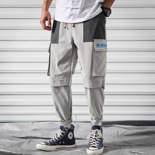 

men's pants 2021 men hip hop joggers streetwear fashion cargo pant casual male harem trousers overalls abz475, Black