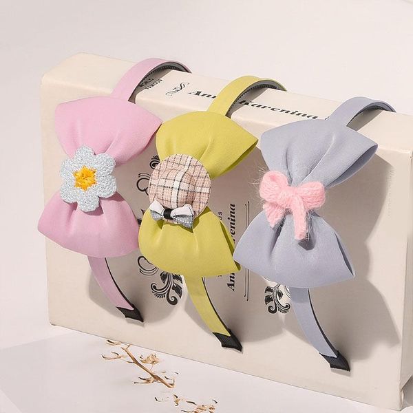 

girls princess toothed non-slip hair hoop headband bow hairband children bow headwear head hoop kids sweet cute hair accessories, Slivery;white