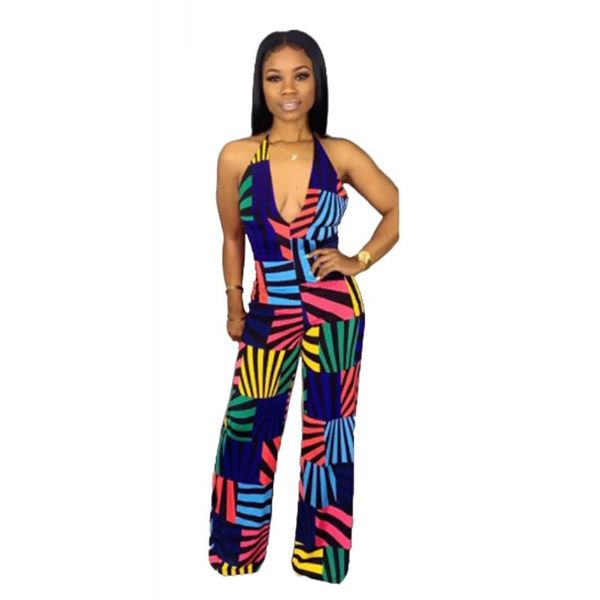 

gym clothing tmustobe fashion stripe print jumpsuit off shoulder women casual halter romper sleeveless backless overalls deep v-neck female, White;black