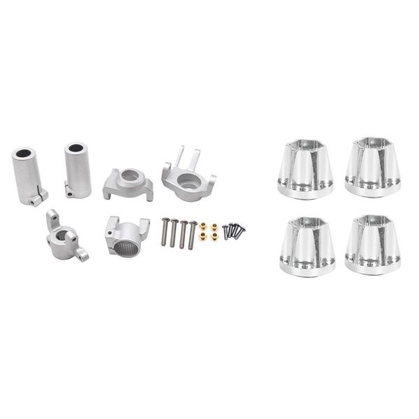 

1set metal front steering knuckles, c hub carrier for axial scx10 ii 90046 ar44 axle & 4pcs metal 12mm wheel hex hub