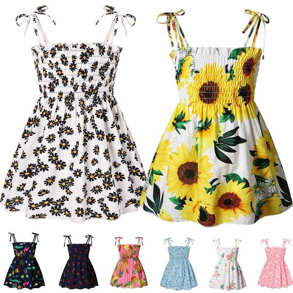 

girl's dresses summer girls dress sleeveless backless kids toddler girl birthday party princess cotton children clothing 2 4 6 yr, Red;yellow