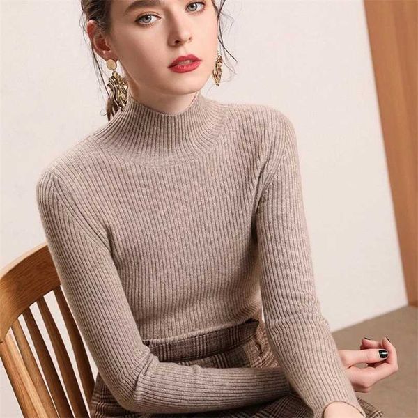 

bonjean knitted jumper autumn winter turtleneck pullovers casual sweaters women shirt long sleeve short slim sweater girls 211214, White;black
