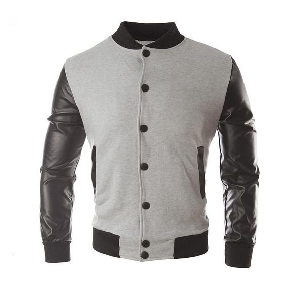 

2021 new spring autumn men's jackets casual leather patchwork mens coats sweatshirts male tracksuit mens clothing outerwear, Black;brown