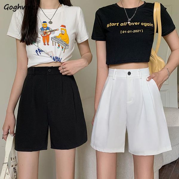

women's shorts women summer solid loose button straight all-match fashion korean style chic streetwear ulzzang students ins thin leisur, White;black