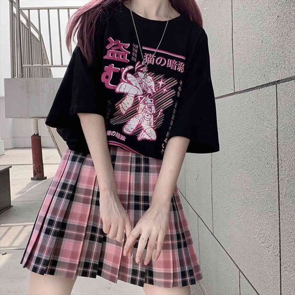 

album accessory [two piece suit] womens tracksuits jk suit summer personalized printing short sleeved pleated t shirt, skirt,, Gray