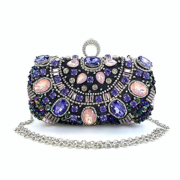 

evening bags hand made jed diamond bag luxury purple crytal clutch purse wedding bridemaid party chain shoulder