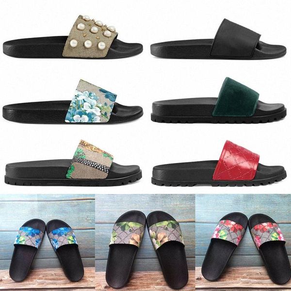 

2021 fashion men women sandals flower animals summer sandals slide summer fashion wide flat slippery sandals slipper 36-45 n1s8#, Black
