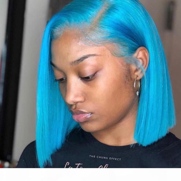 

colorful 13x4 lace front wigs brazilian remy hair for women pre plucked pink red blue green purple glueless full lace bob wigs, Black;brown