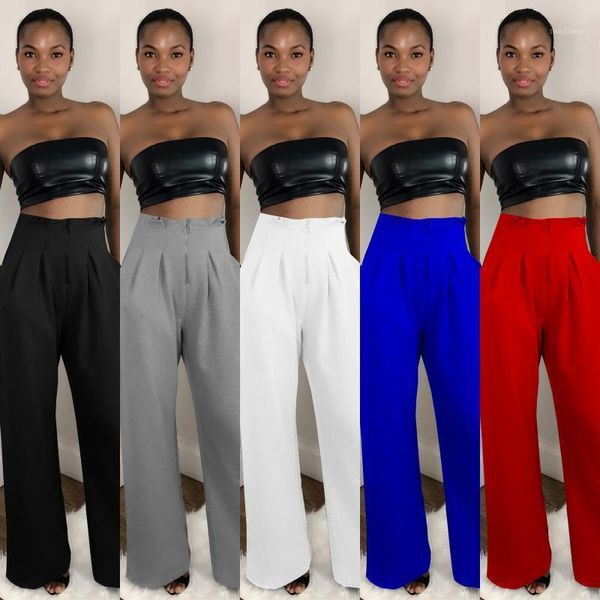 

women's pants & capris 2021 autumn women joggers long wide high waist with pocket zipper clothes for outfit, Black;white