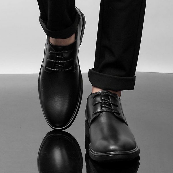 

dress shoes 2021 fashion men lace up formal leather outdoor casual business office 's flats oxfords for footwear kv7n, Black
