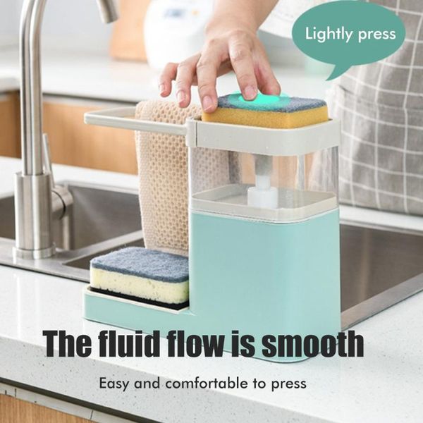 

liquid soap dispenser with sponge holder sink dish pump for kitchen supplies