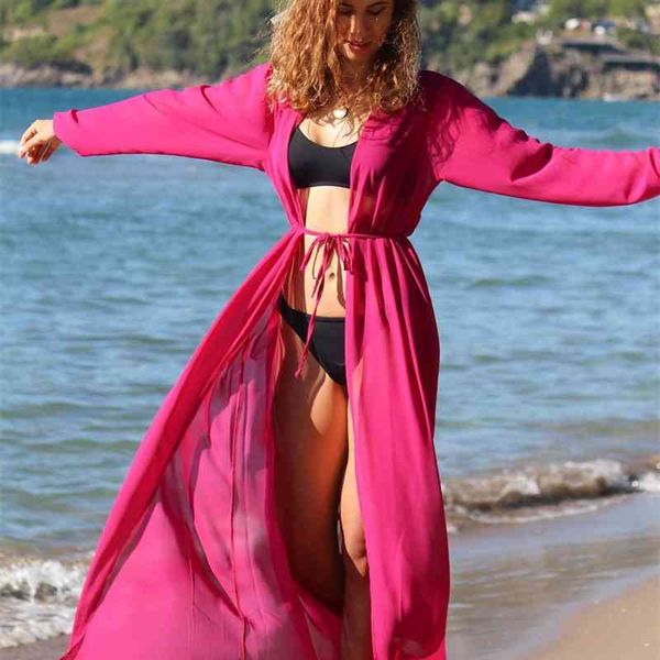 

2021 new fashion chiffon bandage beach dress sunscreen cloak