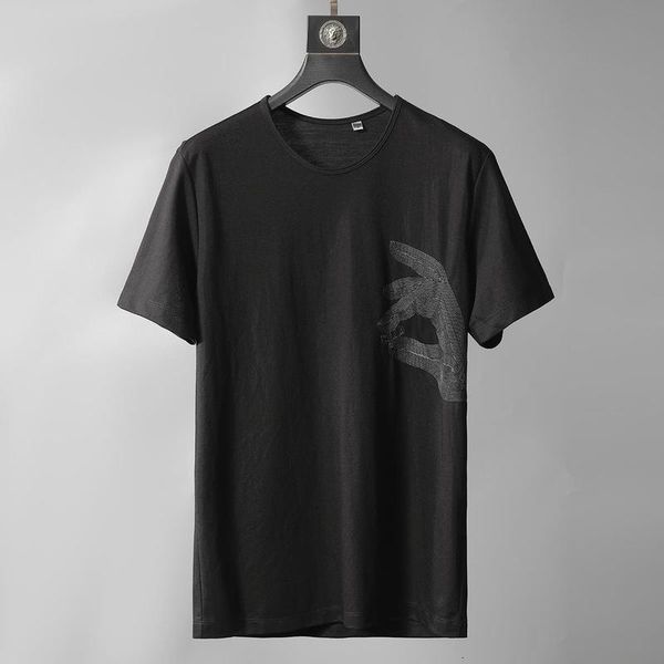

new 2020 summer casual collage animal pattern pullover short sleeve fashion urban collar men's t-shirt, White;black