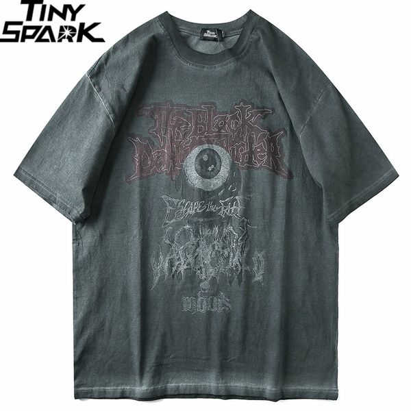 T-shirt da uomo Hip Hop Dark Streetwear Tshirt Evil Eye Stampa T-shirt estiva manica corta Harajuku T-shirt in cotone Tops Oversize 210317