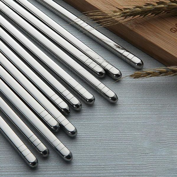 

chopsticks 5 pairs 19/23cm potable reusable stainless steel kitchen non-slip