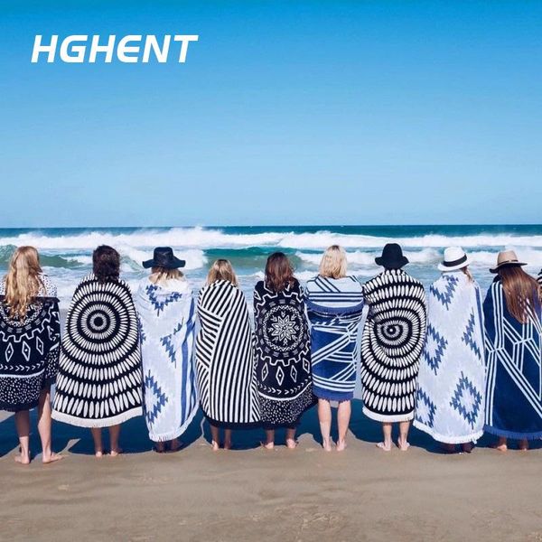 

towel ultra fine fiber round tassel beach printing quick drying shawl mat
