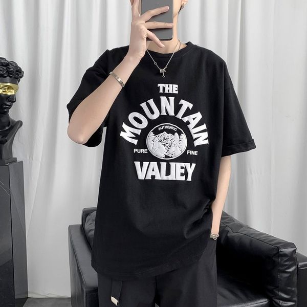 

e-baihui 2021 summer young student couple trend printing casual short-sleeved t-shirt men's loose half-sleeved t-shirt a264t602, White;black