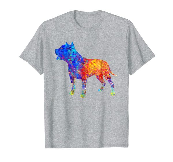 

pit bull dog watercolor art t shirt design, White;black