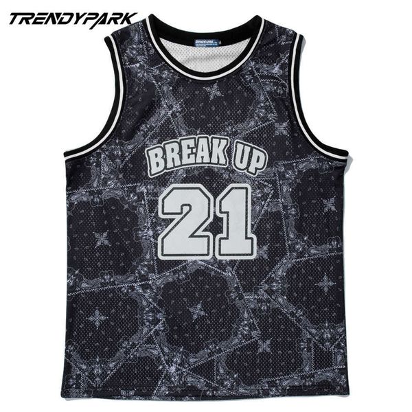 

mens basketball tank mesh breathable holes numbers #21 printed vest streetwear sports gym casual style clothes men 210601, White;black
