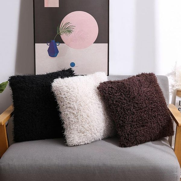 

cushion/decorative pillow nordic simple solid color soft fur plush cushion cover fluffy covers for living room bedroom sofa home decorative