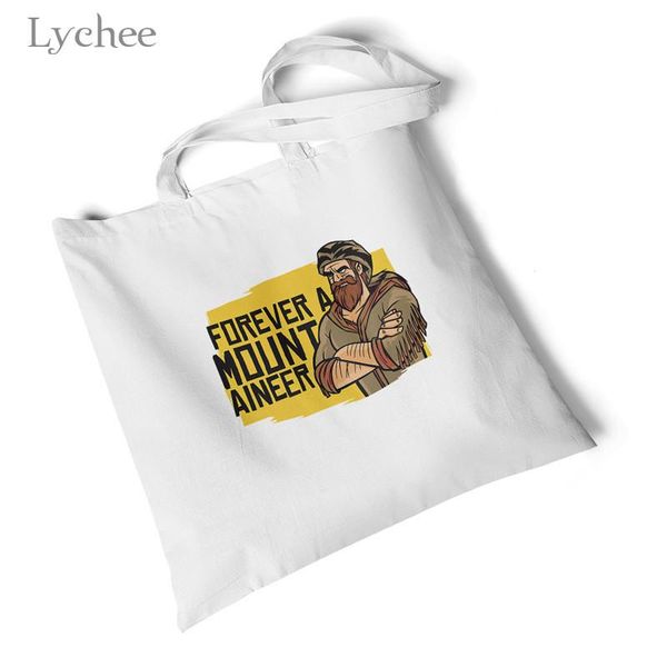 

shopping bags lychee harajuku letter print women canvas bag foldable original shoulder environmental large travel handbags