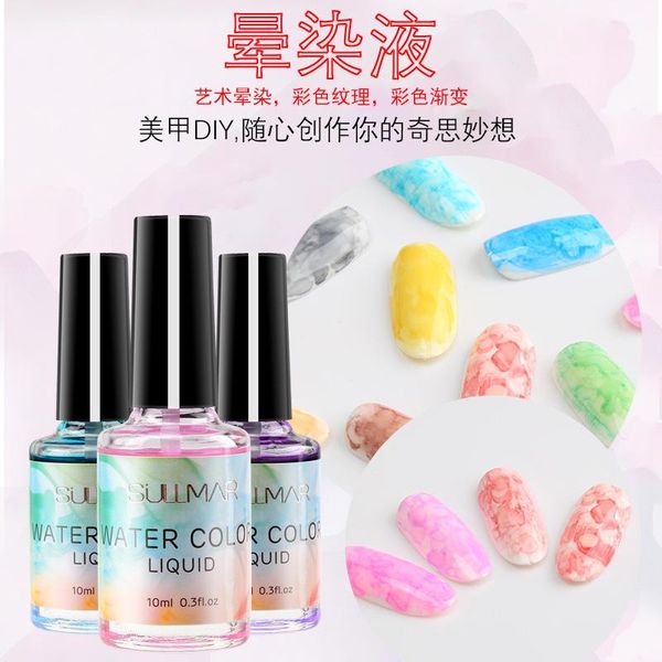 

nail gel manicure ink halo dye bubble armor marble pattern painting quick drying water smoke set, Red;pink