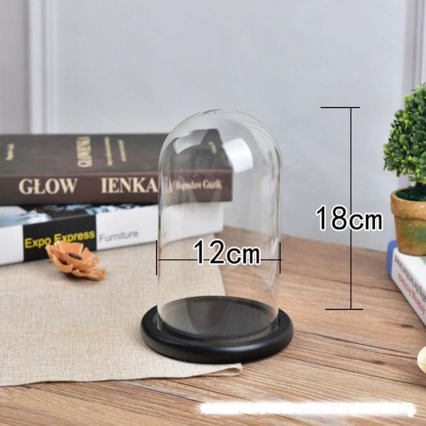 

vases transparent glass cover flowers cake led lights display dome cloche with wooden base for home shop wedding decoration