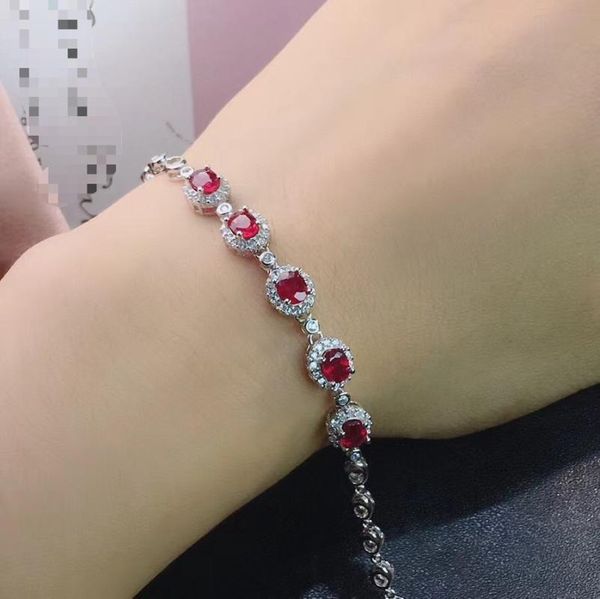 

other bracelets 100% natural and real ruby bangle 925 sterling silver fine jewelry bracelet, Golden;silver