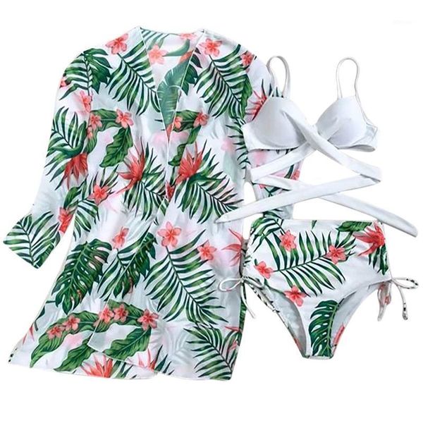 

high waist bikini 2021 swimsuit women swimwear swim cover up set 3 piece female beach wear swimming women's, White;black