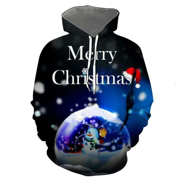 

santa claus new 3d sweater reindeer long sleeve hoodie, Black