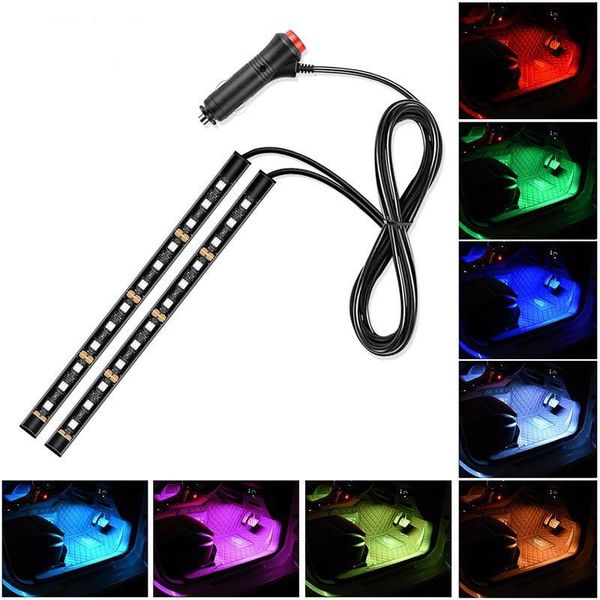 

interior&external lights 7colors adhesive tap auto decoration dash foot socket 24 led strip lamp car cigarette lighter atmosphere accessorie
