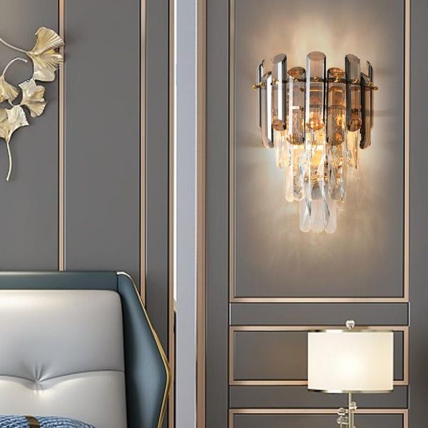 

wall lamp living room light luxury crystal creative personality bedroom bedside nordic modern minimalist aisle lighting net red