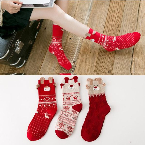 

christmas decorations socks cartoon elk cute women's in autumn and winter are wholesale red