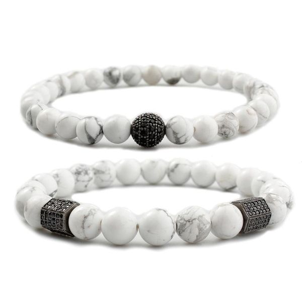 

beaded, strands zircon bracelet white turquoise bracelets bangle natural stones lover jewelry bead chain fashion accessories beads set men, Black