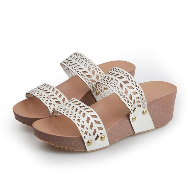 

slippers women summer beach casual thick bottom wedge open toe shoes slipper fashion hollow carved leisure #4.29, Black
