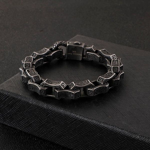 

link, chain fashion cool men gift punk retro black titanium steel cross grave flower ellipse buckle bracelets jewelry