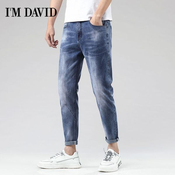 

men's jeans 2021 classic business casual stretch slim light blue black