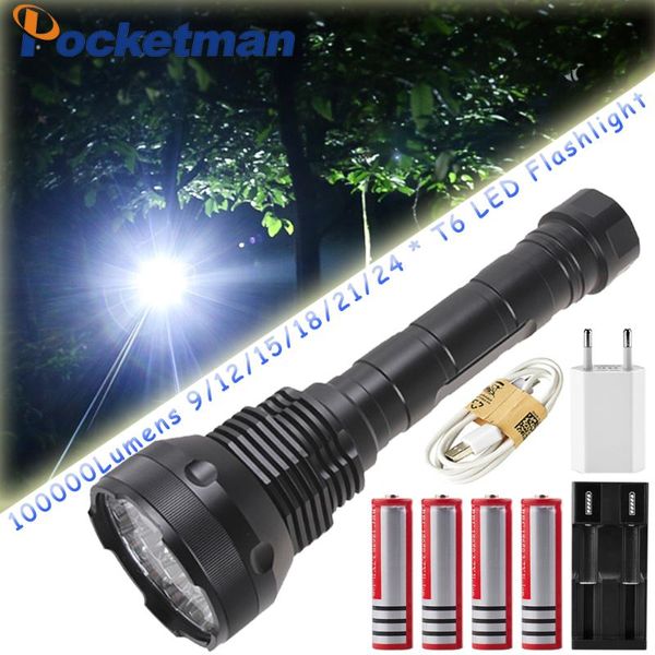 

powerful led 8000 lumens 9 to 24*t6 led torch light tactical 3modes linterna portable lamp light