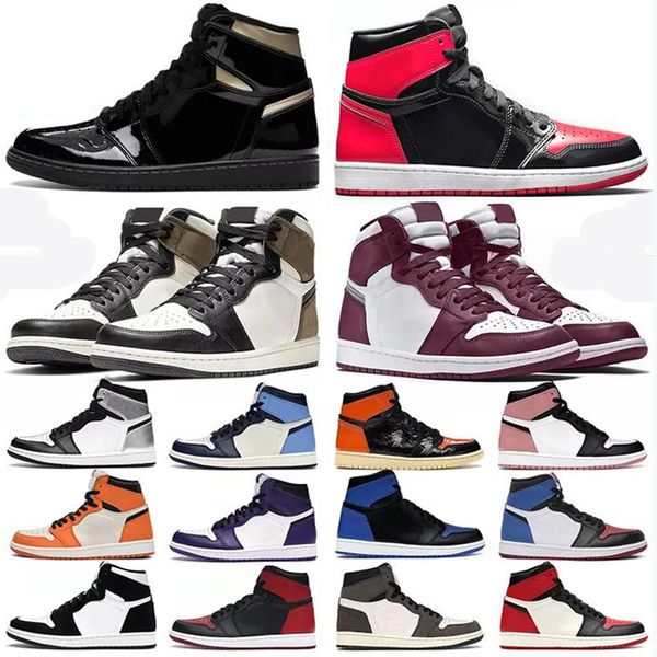 

university blue jumpman 1 1s basketball shoes men women sneakers patent bred hyper royal dark mocha twist shadow black white chicago lucky g, White;red