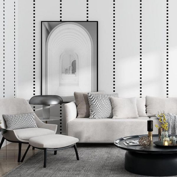 

ahlstrom non-woven fabric nordic creative square pattern black and white lattice personality stripe background wall paper